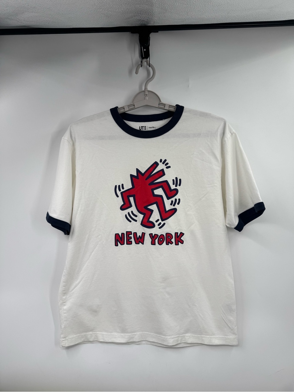 Uniqlo UT Archive Keith Haring Radiant Baby NY Ringer Tee White/Navy M